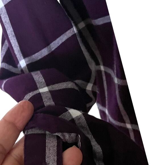 Tommy Hilfiger Women's Purple Long Sleeve Plaid Collared Button Front Top Blouse - Picture 7 of 11